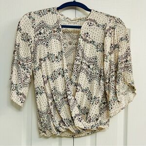 Lovestitch Ivory and Navy Patterned Blouse